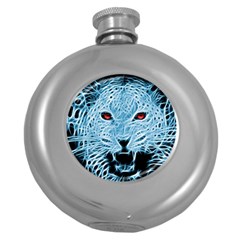 Animals Leopard Fractal Photoshop Round Hip Flask (5 Oz) by Pakrebo