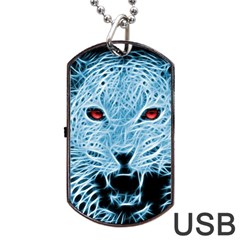 Animals Leopard Fractal Photoshop Dog Tag Usb Flash (one Side) by Pakrebo