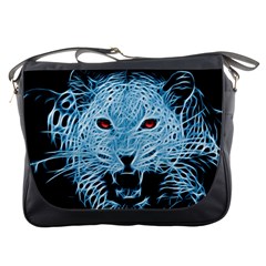 Animals Leopard Fractal Photoshop Messenger Bag by Pakrebo