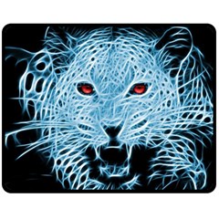 Animals Leopard Fractal Photoshop Double Sided Fleece Blanket (medium)  by Pakrebo