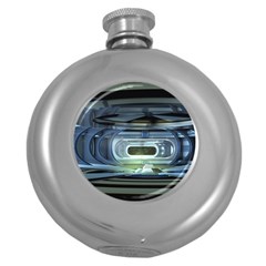 Spaceship Interior Stage Design Round Hip Flask (5 Oz) by Pakrebo