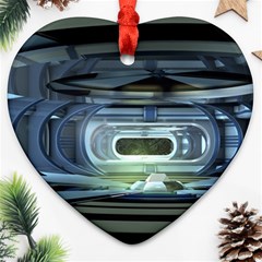 Spaceship Interior Stage Design Heart Ornament (two Sides) by Pakrebo