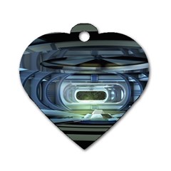 Spaceship Interior Stage Design Dog Tag Heart (two Sides) by Pakrebo