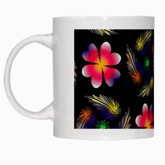 Pattern Flowers Wallpaper White Mugs by Pakrebo