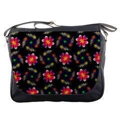 Pattern Flowers Wallpaper Messenger Bag by Pakrebo