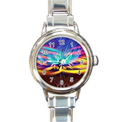 Colorful Chakra Lsd Spirituality Round Italian Charm Watch by Pakrebo