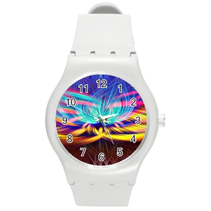 Colorful Chakra Lsd Spirituality Round Plastic Sport Watch (M)