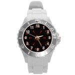 Ornament Background Tender Web Round Plastic Sport Watch (L) Front