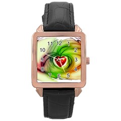 Heart Love Luck Abstract Rose Gold Leather Watch  by Pakrebo