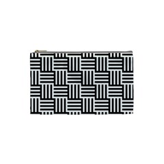 Black And White Basket Weave Cosmetic Bag (small) by retrotoomoderndesigns