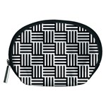 Black And White Basket Weave Accessory Pouch (Medium) Front