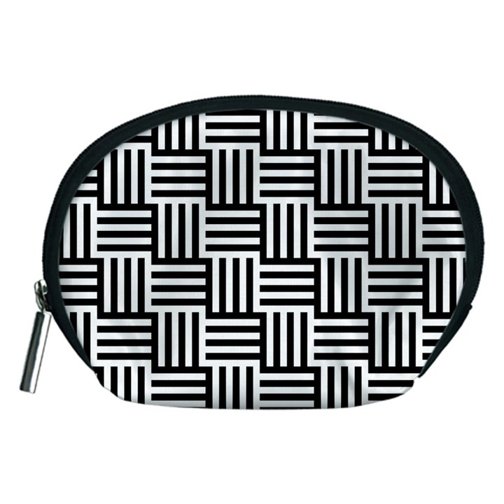 Black And White Basket Weave Accessory Pouch (Medium)