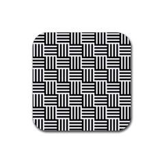 Black And White Basket Weave Rubber Coaster (square)  by retrotoomoderndesigns