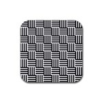 Black And White Basket Weave Rubber Coaster (Square)  Front