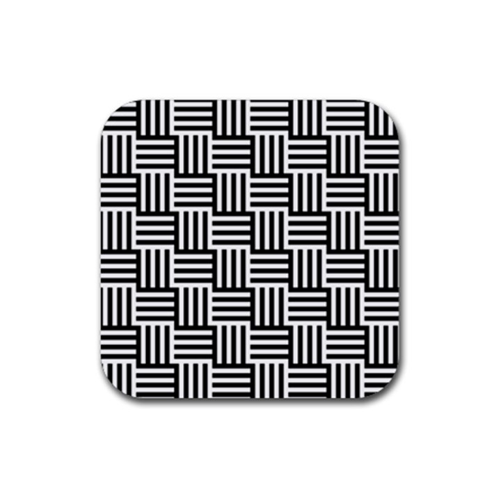 Black And White Basket Weave Rubber Coaster (Square) 