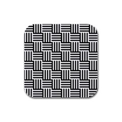 Black And White Basket Weave Rubber Square Coaster (4 Pack)  by retrotoomoderndesigns