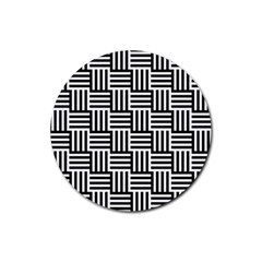 Black And White Basket Weave Rubber Round Coaster (4 Pack)  by retrotoomoderndesigns