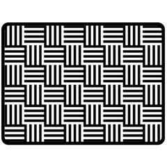 Black And White Basket Weave Fleece Blanket (large)  by retrotoomoderndesigns