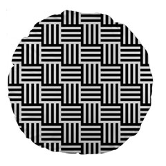 Black And White Basket Weave Large 18  Premium Round Cushions by retrotoomoderndesigns