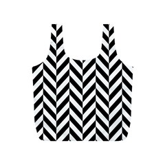 Black And White Herringbone Full Print Recycle Bag (s) by retrotoomoderndesigns