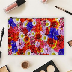 Multicolored Daisies Cosmetic Bag (large) by retrotoomoderndesigns