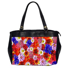 Multicolored Daisies Oversize Office Handbag (2 Sides) by retrotoomoderndesigns