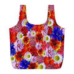 Multicolored Daisies Full Print Recycle Bag (l) by retrotoomoderndesigns