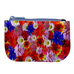 Multicolored Daisies Large Coin Purse by retrotoomoderndesigns