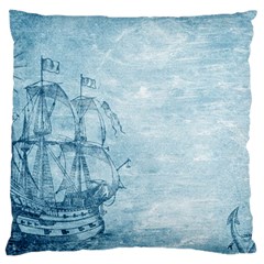 Sail Away - Vintage - Large Flano Cushion Case (two Sides) by WensdaiAmbrose