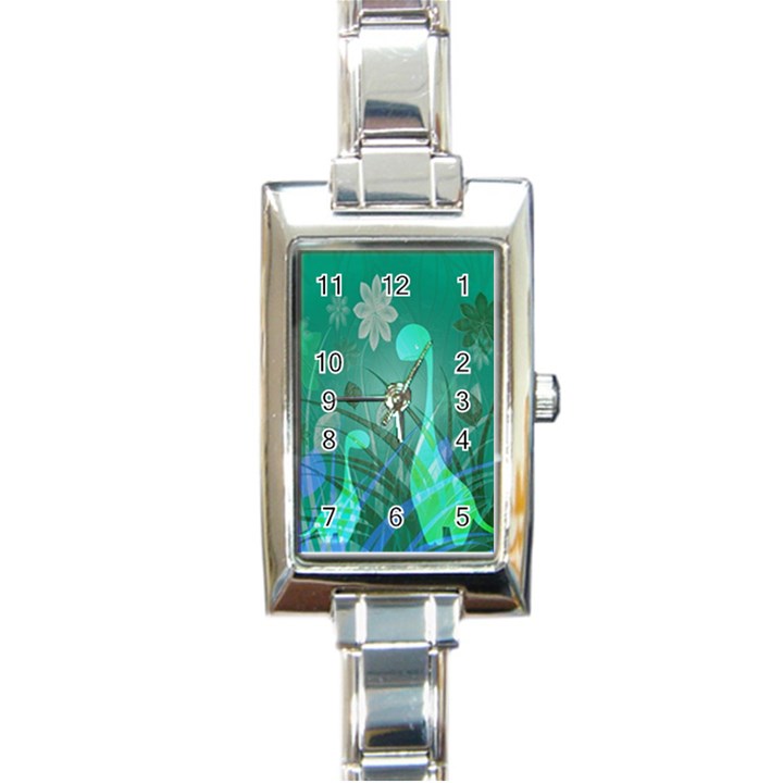 Dinosaur Family - Green - Rectangle Italian Charm Watch