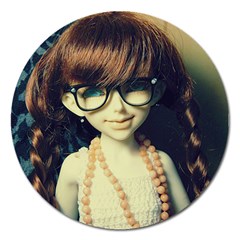 Red Braids Girl Old Magnet 5  (round) by snowwhitegirl