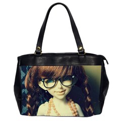 Red Braids Girl Old Oversize Office Handbag (2 Sides) by snowwhitegirl