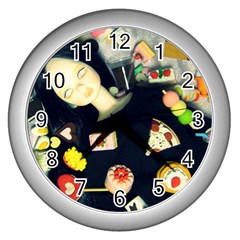 Food Wall Clock (silver) by snowwhitegirl