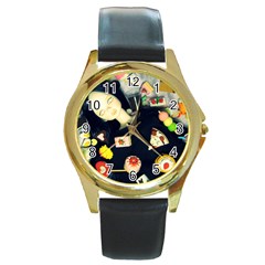 Food Round Gold Metal Watch by snowwhitegirl