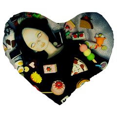 Food Large 19  Premium Heart Shape Cushions by snowwhitegirl