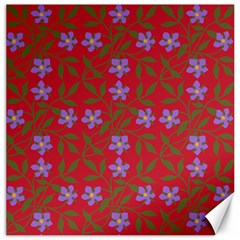 Red With Purple Flowers Canvas 16  X 16  by snowwhitegirl