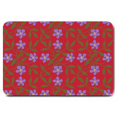 Red With Purple Flowers Large Doormat 