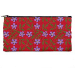 Red With Purple Flowers Pencil Cases by snowwhitegirl