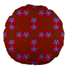 Red With Purple Flowers Large 18  Premium Round Cushions by snowwhitegirl