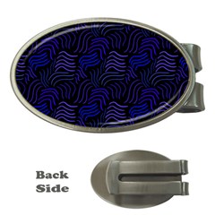 Blue & Black Waves Money Clips (oval)  by modernwhimsy