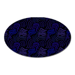 Blue & Black Waves Oval Magnet by modernwhimsy