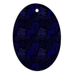 Blue & Black Waves Oval Ornament (two Sides) by modernwhimsy