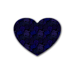 Blue & Black Waves Heart Coaster (4 Pack)  by modernwhimsy