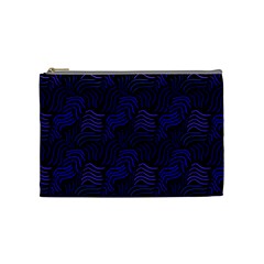 Blue & Black Waves Cosmetic Bag (medium) by modernwhimsy