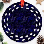 Blue & Black Waves Ornament (Round Filigree) Front