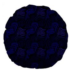 Blue & Black Waves Large 18  Premium Round Cushions