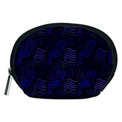 Blue & Black Waves Accessory Pouch (medium) by modernwhimsy