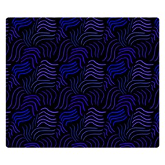 Blue & Black Waves Double Sided Flano Blanket (small)  by modernwhimsy