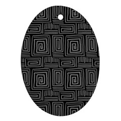 Gray Square Swirl Ornament (Oval)