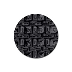 Gray Square Swirl Rubber Coaster (Round) 